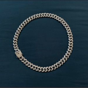 14k White Gold Plated Iced Choker Chain 18in 13mm *Brand New*